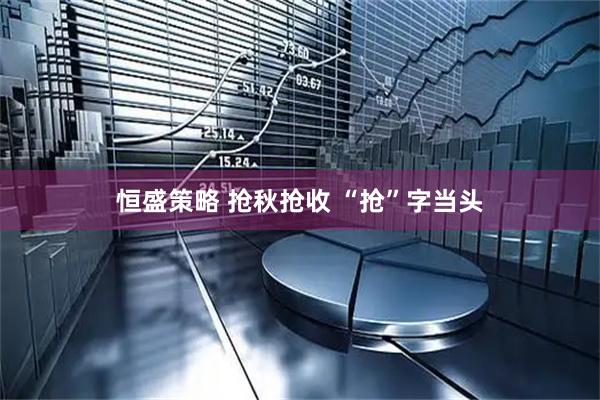 恒盛策略 抢秋抢收 “抢”字当头